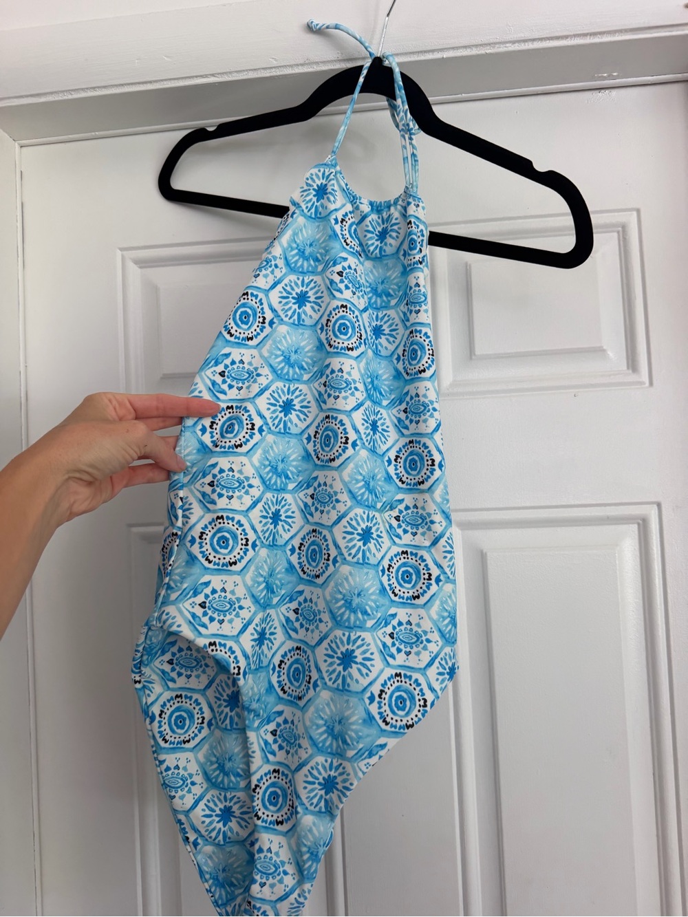 Lovers + Friends Blue and White Patterned One-Piece Swimsuit